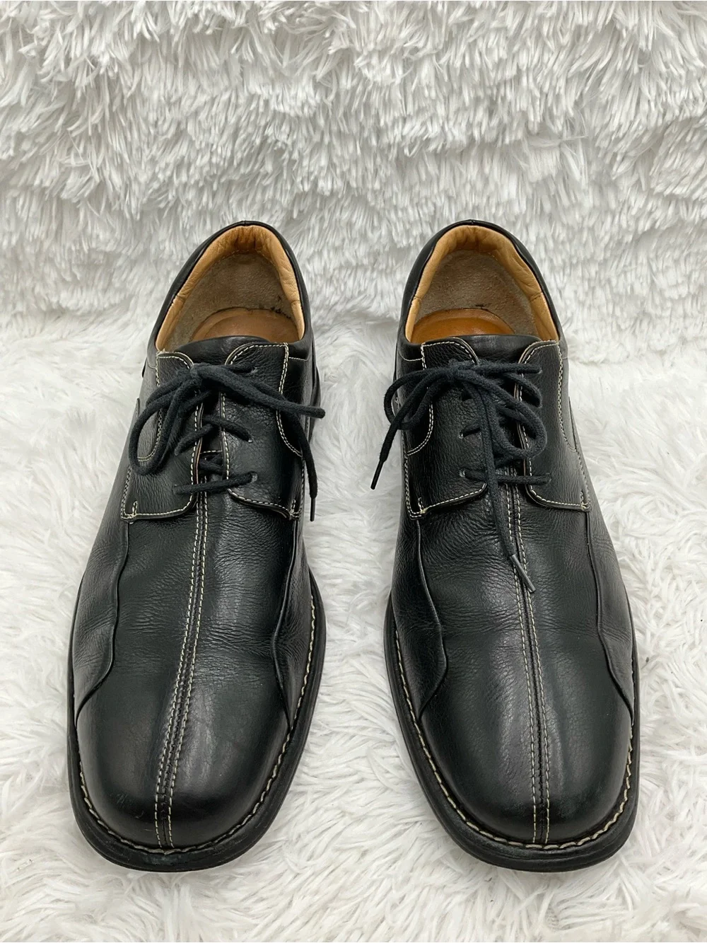 Johnston & Murphy Derby Shoes Size 11M Black Leather Split Toe